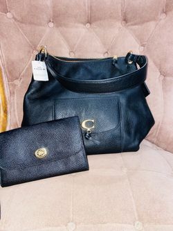 Large Coach Bag With Matching Clutch Wallet.