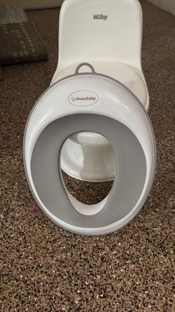 Potty seat to place on adult size toilet for toddler to sit on & not fall into adult toilet seat hole & diaper pale