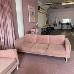 Pink couch + ottoman 