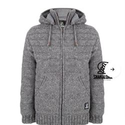 Shakaloha Knitted Wool Vest Chuck Ziphood Grey with Fleece Lining 