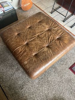 Brown Leather Ottoman