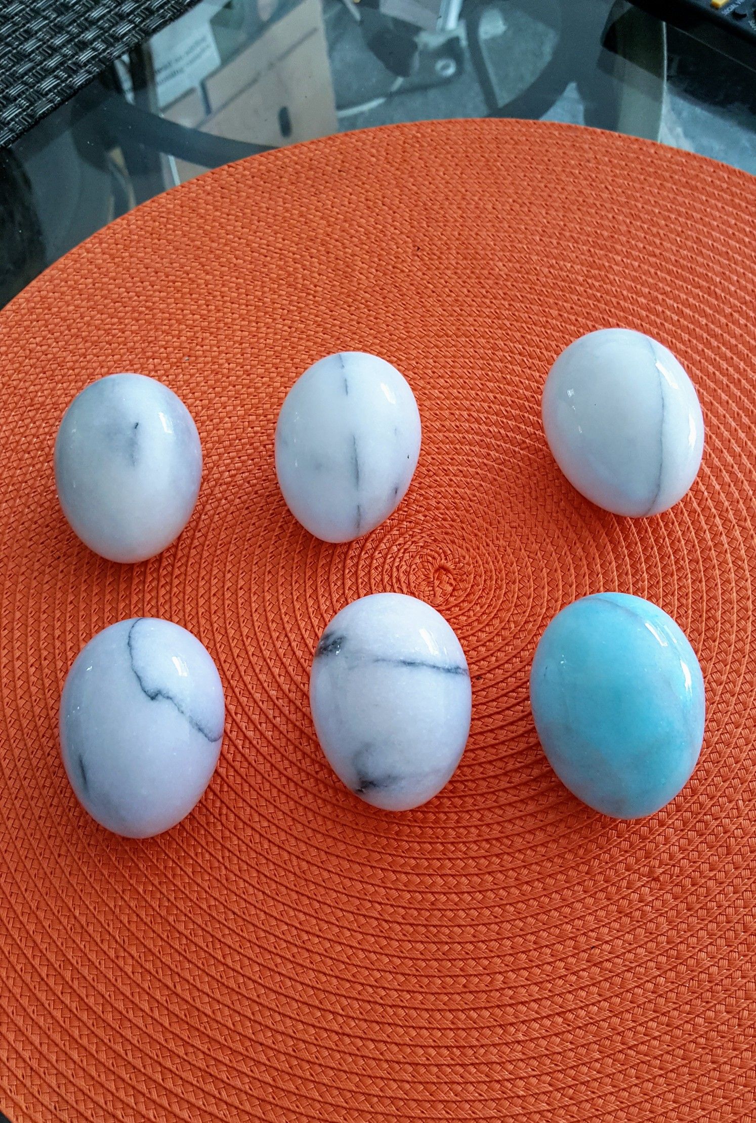 Gemstone Eggs 2 " H Hand curved Healing devotional focus spiritual