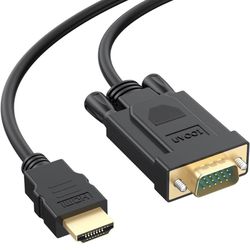 HDMI to VGA Cable 3FT, HDMI to VGA Uni-Directional Cord (Male to Male) Compatible for Raspberry Pi, Roku, Computer, Desktop, Laptop, PC, Monitor, Proj