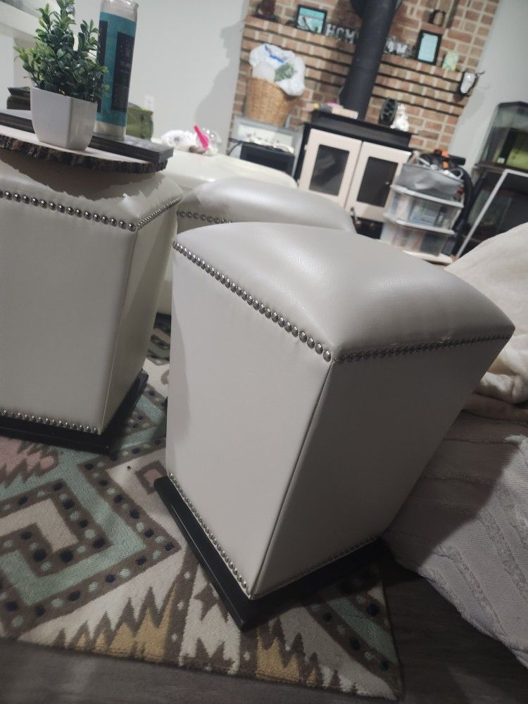 Pearl White Faux Leather Stools