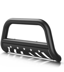 Bull Bar Front Grille Brush Push Bumper Guard with Skid Plate Compatible for 2019-2023 Ram 1500