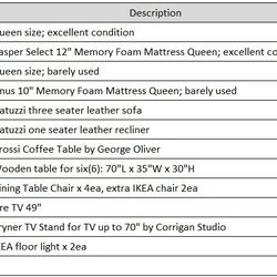 Moving Sale - bed, sofa, dining table, and others