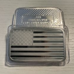 5 Troy Ounce .999 Silver American Flag Bars