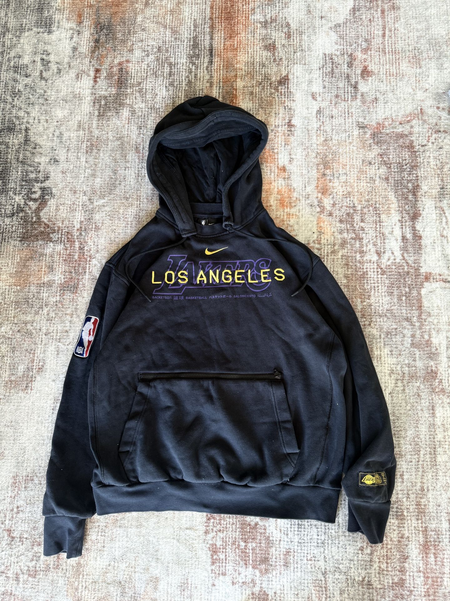 Los Angeles Lakers black Hoodie Sweatshirt Mens Medium Pullover NBA Vintage Nike