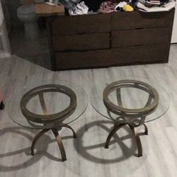 2 Copper Gold End Tables 