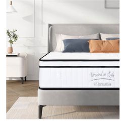 Queen Mattress, 12 Inch Hybrid Mattress, Individually Pocketed Innerspring
