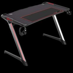 Gaming Desk Black Carbon Fiber PVC
