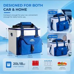 20L Electric Cooler/Warmer for Car, 110V/12V Coolers with Ice Pack