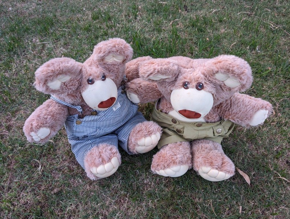 Vintage Xavier Roberts Dudley Furskin 23" Plush Teddy Bear 1984 Pair Beekeeper