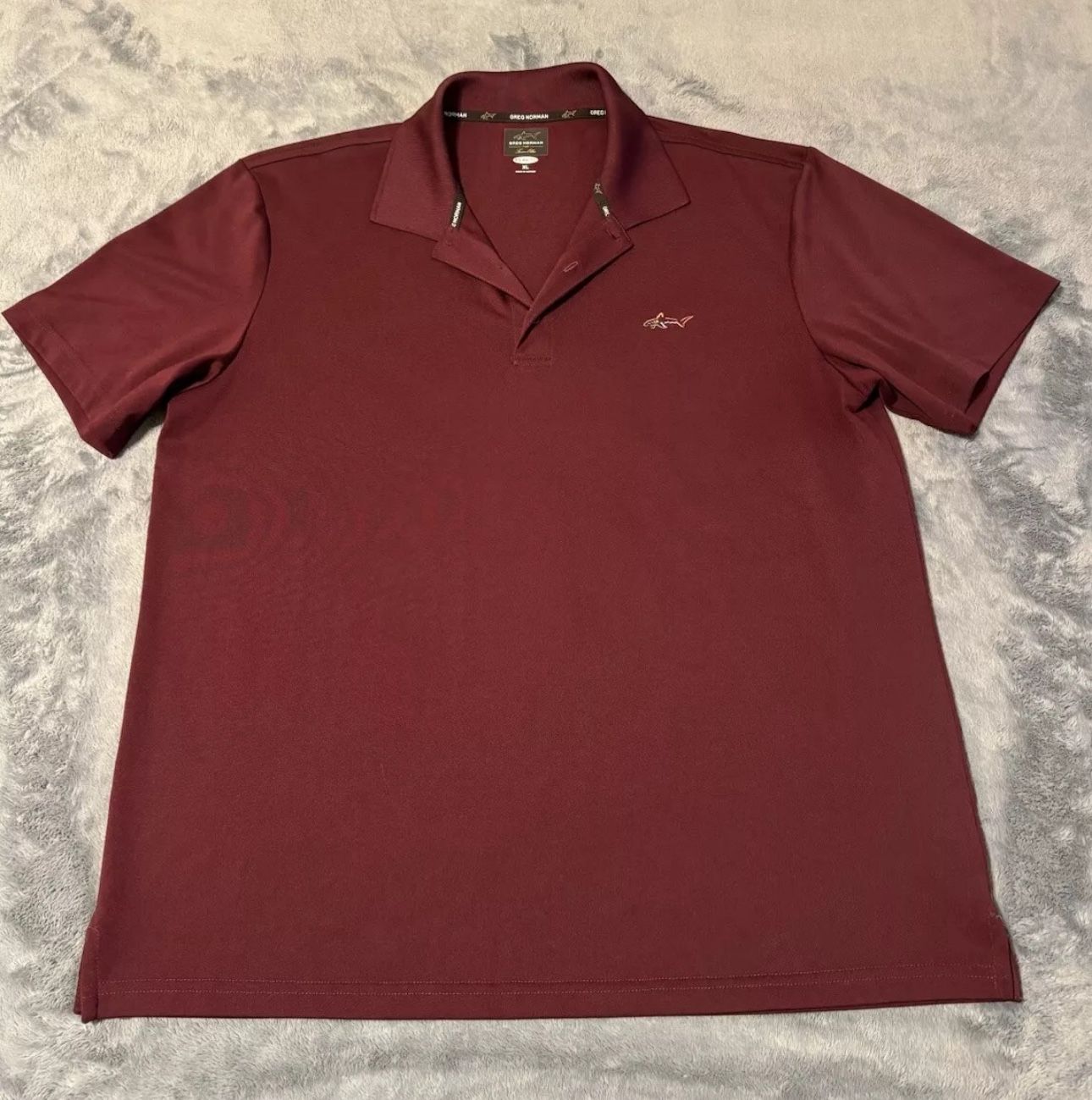 Greg Norman "Shark" Tasso Elba Play Dry Golf Polo Shirt - Red/Maroon XL.