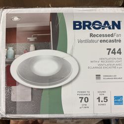 Broan-NuTone 744LED Recessed Light Ventilation Fan with LED, 70 CFM, 1.5 Sones, White