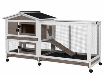 Indoor & Outdoor Rabbit Hutch AIR19 with Wheels, 9.6 ft² - One Run Rabbit Hutch