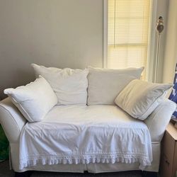 White Loveseat + Matching Chair – Clean & Cozy