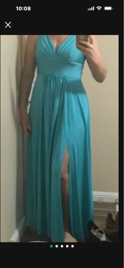 Teal Maxi Formal Gown with Front Slit
