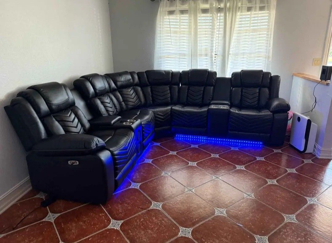 Sofá Seccional Reclinable Electrico ⭐️ Electric Recliner Sectional Sofa (FINANCING AVAILABLE/$0 DOWN PAYMENT)