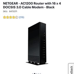 Netgear AC1200 Cable Modem Router WiFi 