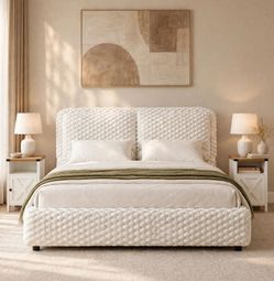 Set of 3 Queen size bed frame with 2 nightstands. New in box.
