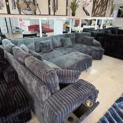 NEW Sectional Grey color Corduroy 
