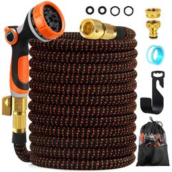 Expandable Garden Hose 50 ft Water Hose with 10 Function Spray Nozzle, Light