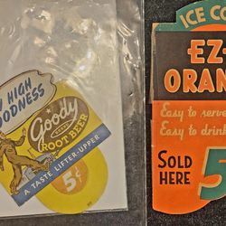X2 Vintage Goody Rootbeer & Eze Orange Soda Ad 