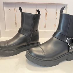 Girls Art & Class Black Combat Hiker Boots SIZE 1 Zipper Closure