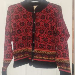 Red Norwegian Wool Sweater By Dale Of Norway Size Medium Women