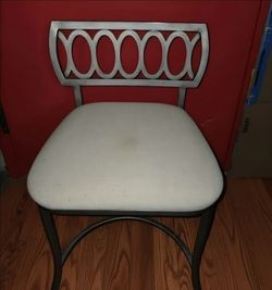 Hillsdale Furniture Canal Street Metal Vanity Stool - Pewter & Cream Accent Chair