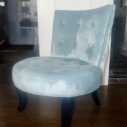 Armless Accent Velvet Sky Blue Chair.