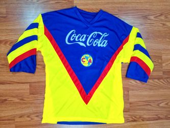 Club America Retro Coca-Cola ZAGUE #17 Yellow/Blue Jersey (Sz L) Soccer Liga MX