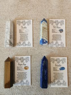 Natural Crystal Tower Bundle – 4 Piece Set + Info Cards ✨