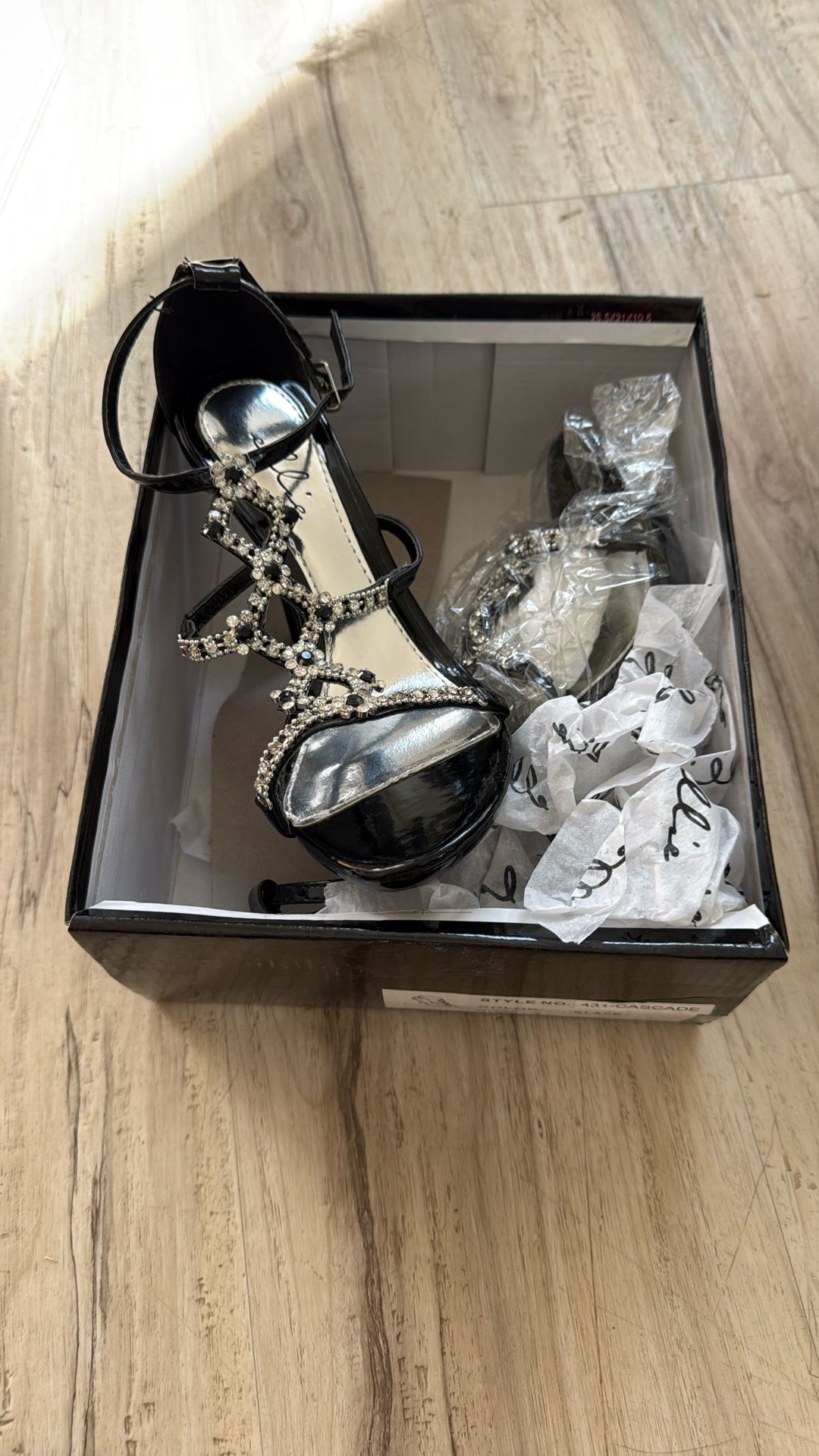 Brand New Black Rhinestone Heels – Never Worn