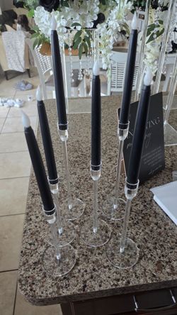 Acrylic Candle Holders with Black LED Taper Candles