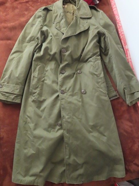 US Military Overcoat OG 107 Trench Coat Parka Wool Liner Korean War M Long 1953
