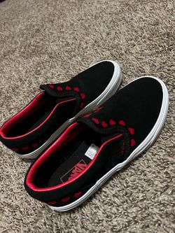Vans Classic Slip-On Black Red Heart Sneakers