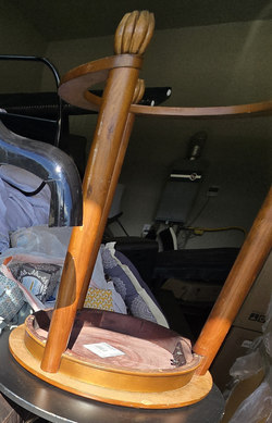 Round wooden furniture piece - worn, as shown
