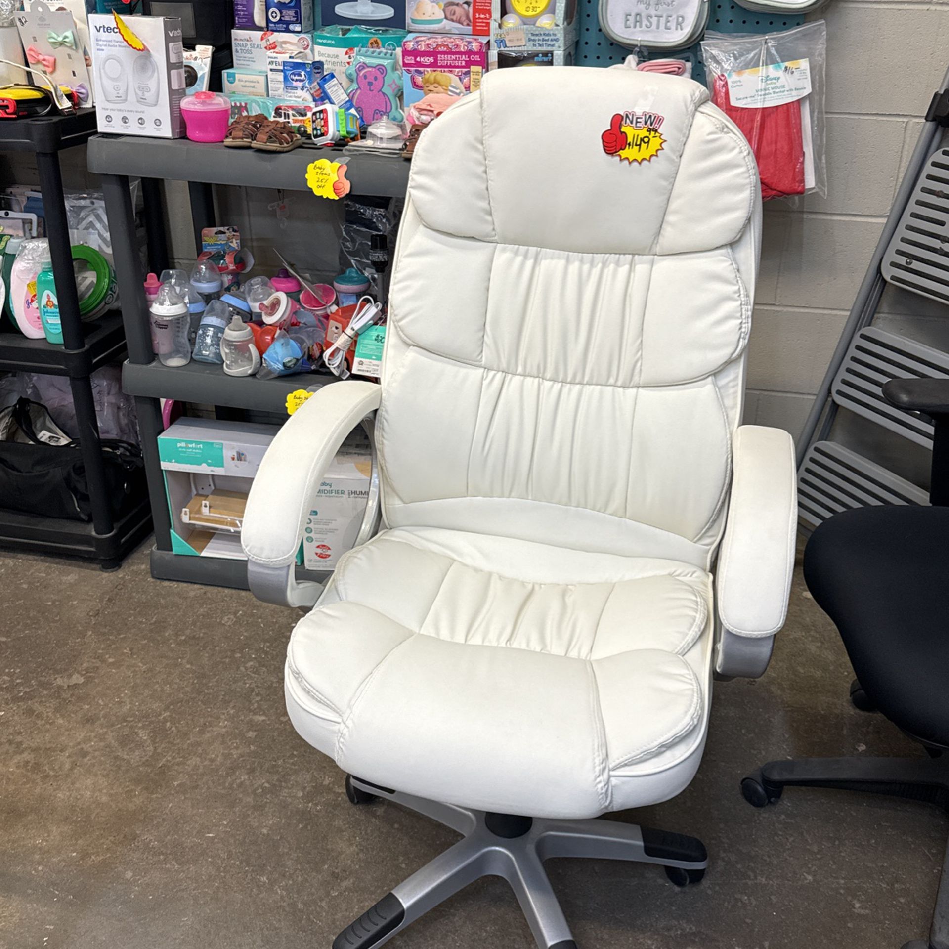 White Plus Desk Chair Tall Back New Fully Assembled 
