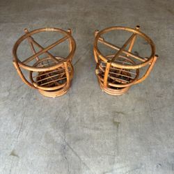 Set Of Glass Top Raton End Tables 