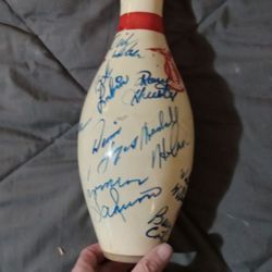 Vintage Autographed Bowling Pin By Time Of 80s-90s PBA STARS