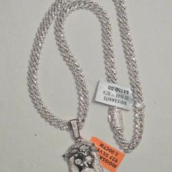 CUBAN MOISSAINTE CHAIN & PENDANT 925 SOLID SILVER ‼️