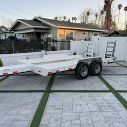 Heavy Duty Bobcat Trailer 12k Capacity Clean Title 7x16 All Metal Steel Deck 