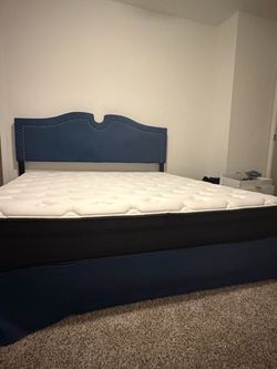 King Upholstered Bed Frame with Headboard