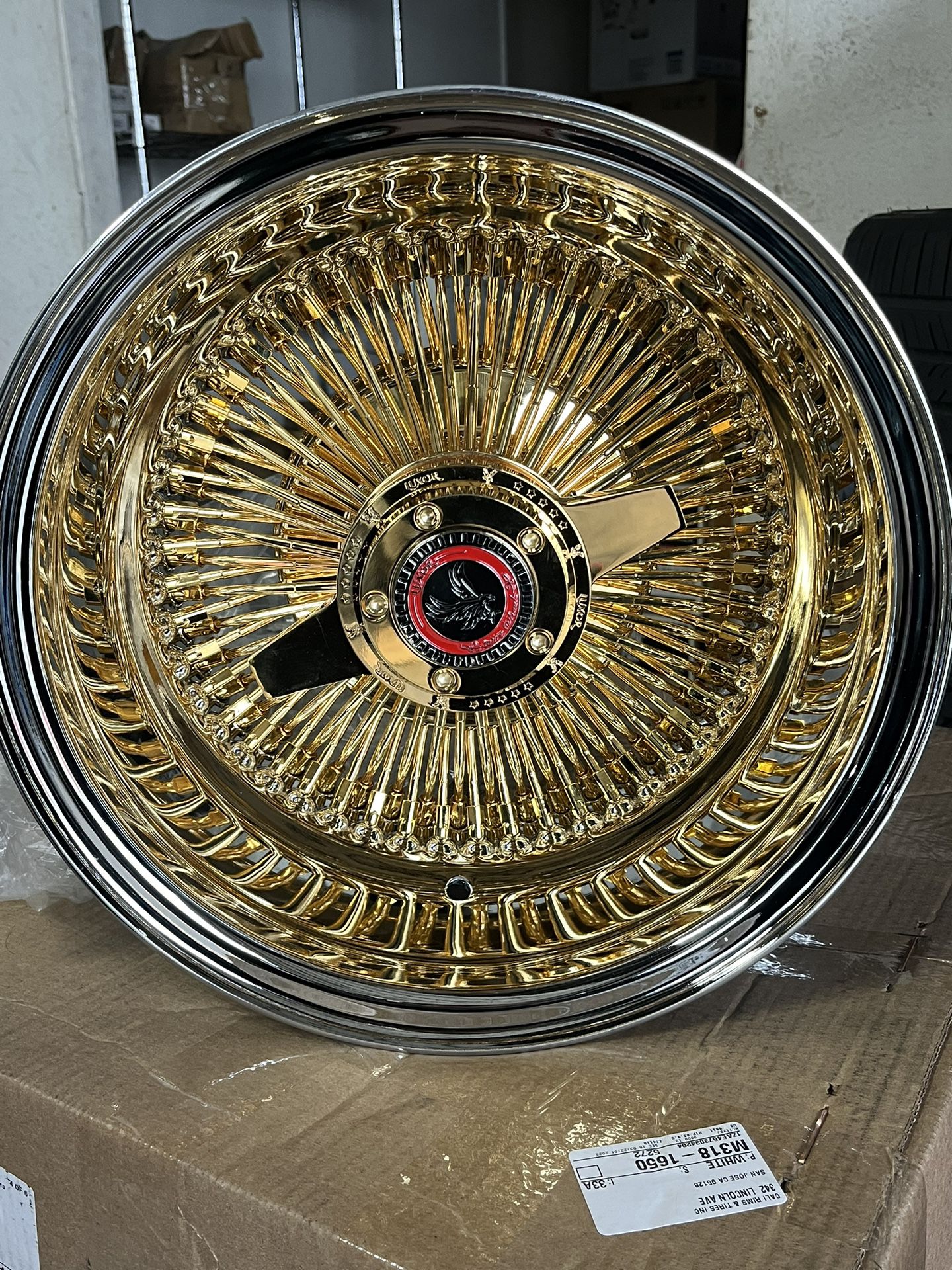 Wire Wheels 13x7 100 Spokes Center Gold with White wall tires on Chevy Impala💰208 New wheels tires
