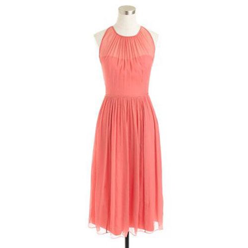 JCREW Designer Coral Pink Dress Silk Chiffon