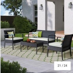 4 PCS RATTAN SOFA SET