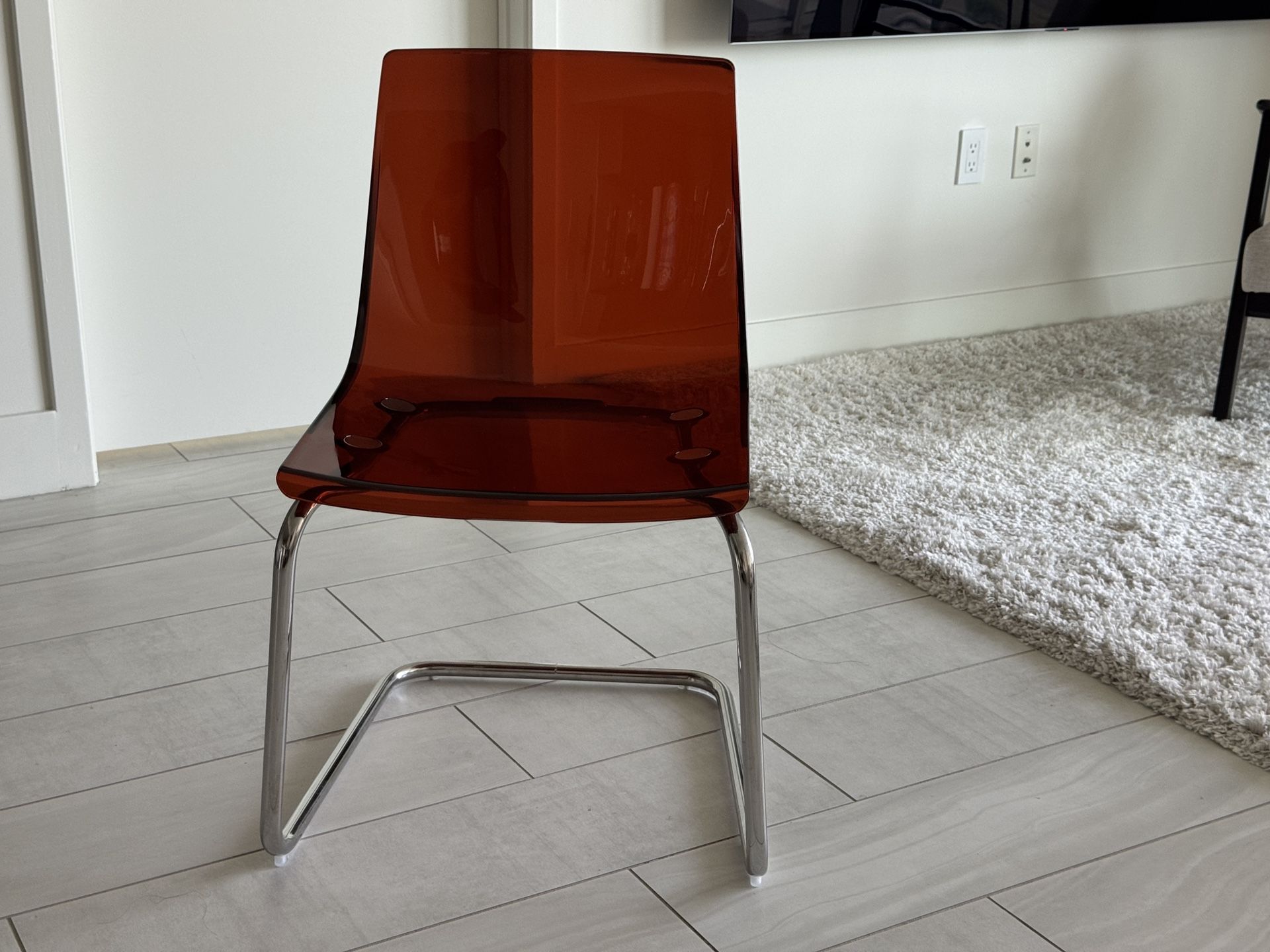 IKEA TOBIAS Chair – Brown‑Red Transparent / Chrome $55 (OBO