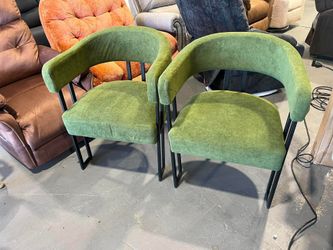 New -Dining Chairs Set of 2 - Green Accent Chairs with Arms Soft Teddy Fleece Upholstered Armchairs for Kitchen Dining Living Room